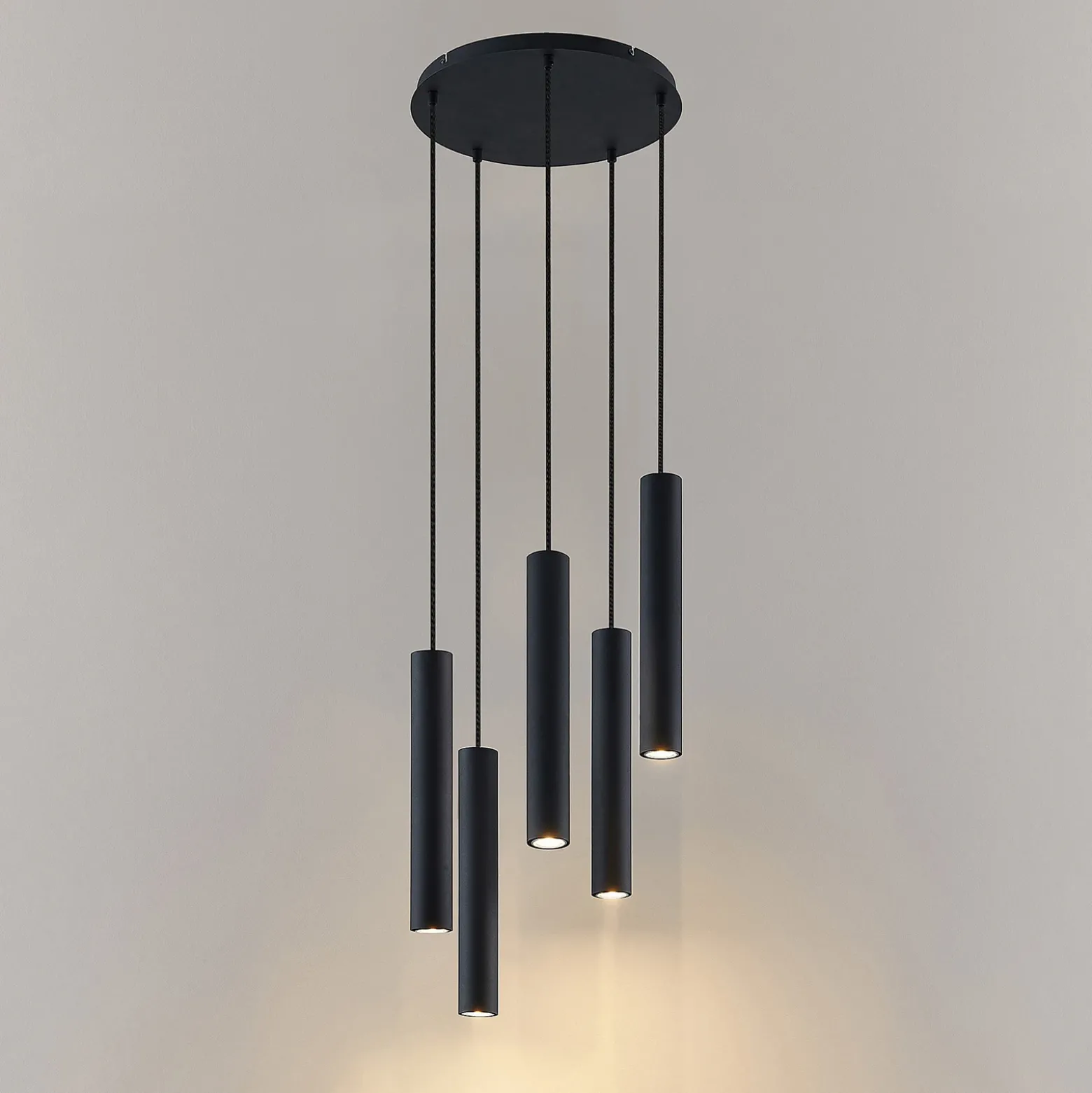 Lámpara colgante Lindby Sanad, Ø 40 cm, 5 luces, negro, GU10