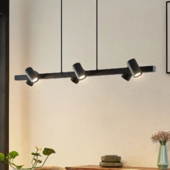 Lámpara colgante Lindby Savoli, 116 cm, negra, 6 luces, acero