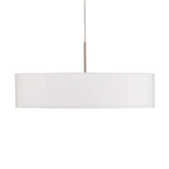 Lámpara colgante Lindby Sebatin, Ø 50 cm, blanca, tela, E27