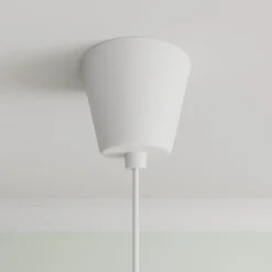 Lámpara colgante Lindby Simaria, blanca, de tela, Ø 60 cm, E27