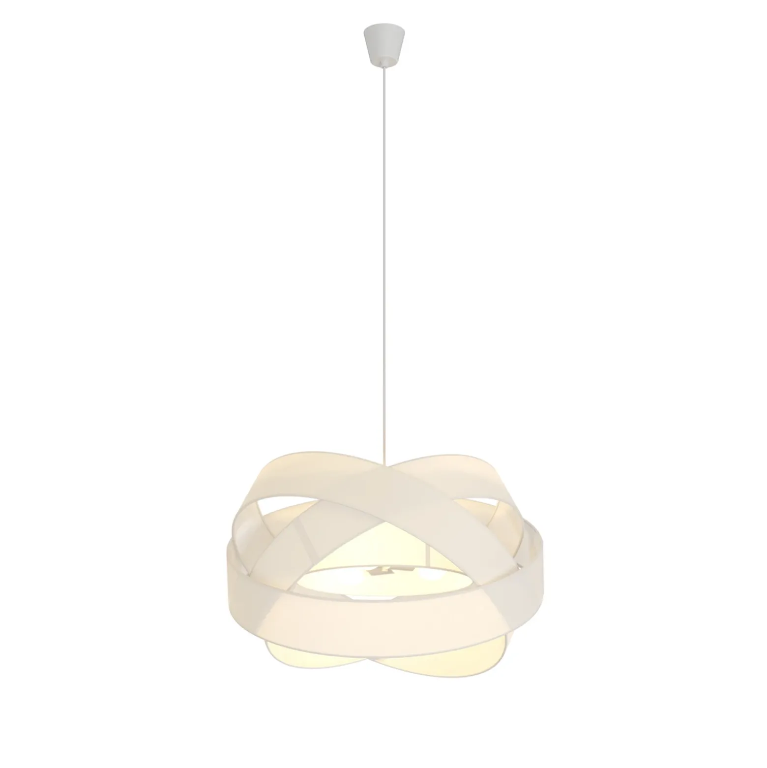 Lámpara colgante Lindby Simaria, blanca, de tela, Ø 60 cm, E27