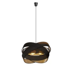 Lámpara colgante Lindby Simaria, negra, de tela, Ø 60 cm, E27