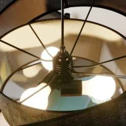 Lámpara colgante Lindby Simaria, negra, de tela, Ø 60 cm, E27