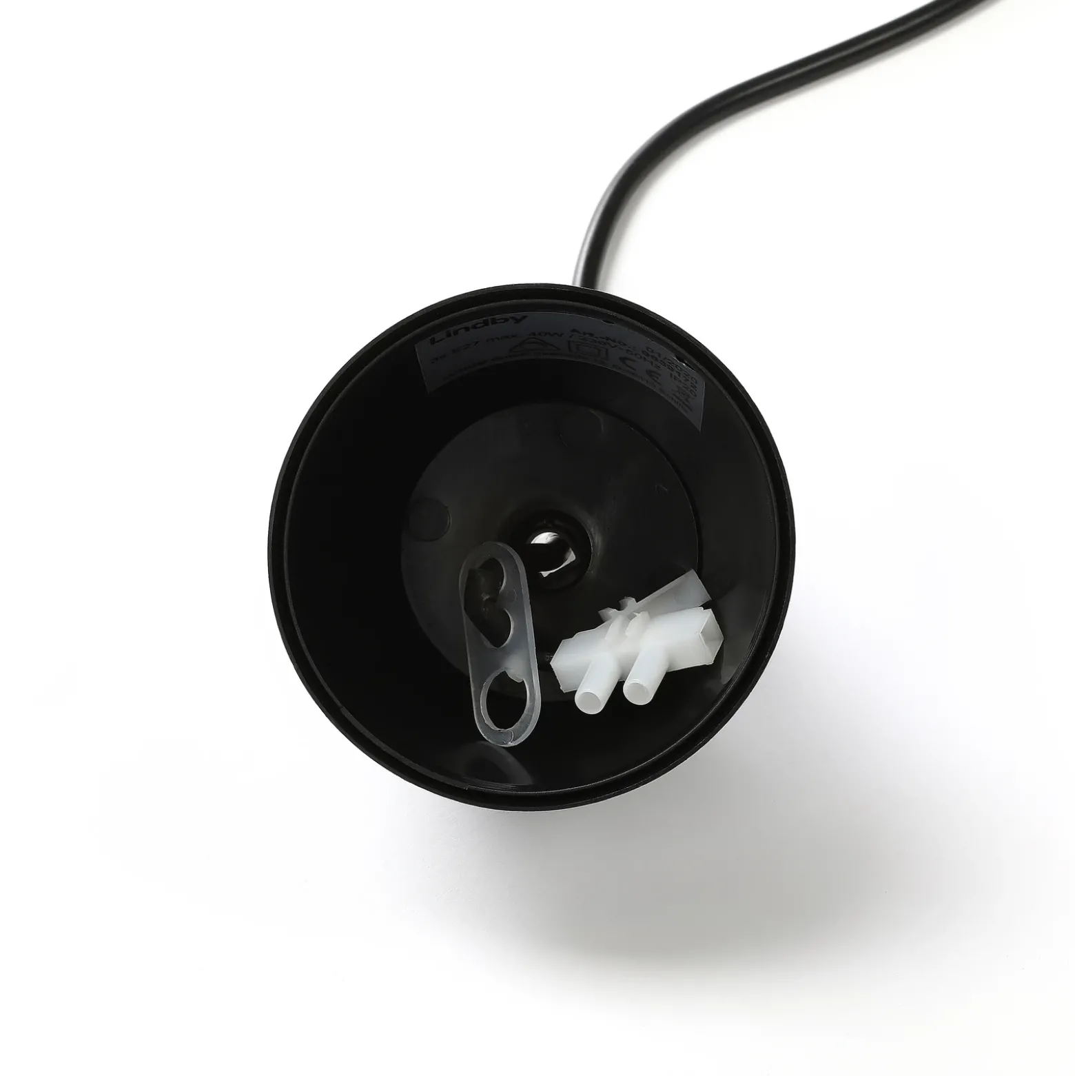 Lámpara colgante Lindby Simaria, negra, de tela, Ø 60 cm, E27