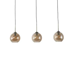 Lámpara colgante Lindby Sofian, ámbar, cristal, 100 cm, 3 luces.