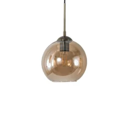 Lámpara colgante Lindby Sofian, ámbar, cristal, 100 cm, 3 luces.
