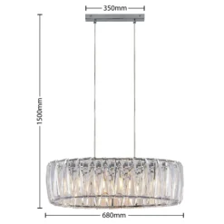 Lámpara colgante Lindby Sofia, 68 cm, 3 luces, E14, cromo/claro