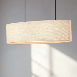 Lámpara colgante Lindby Soula, 78 cm, beige, plástico, E27