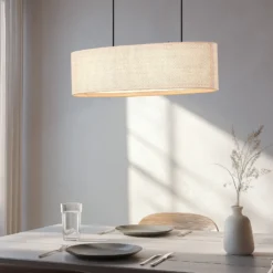 Lámpara colgante Lindby Soula, 78 cm, beige, plástico, E27
