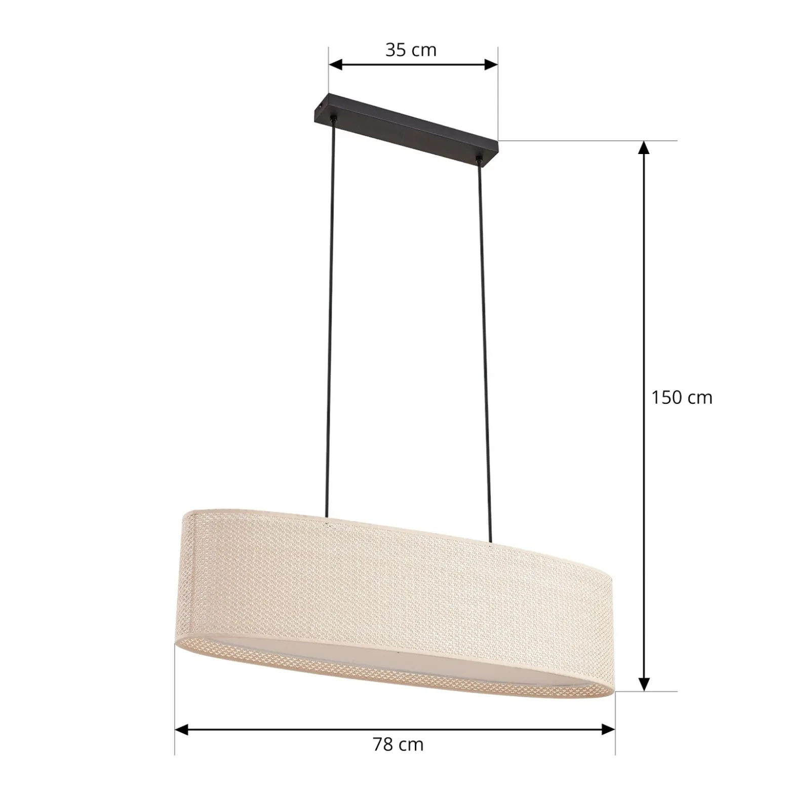 Lámpara colgante Lindby Soula, 78 cm, beige, plástico, E27