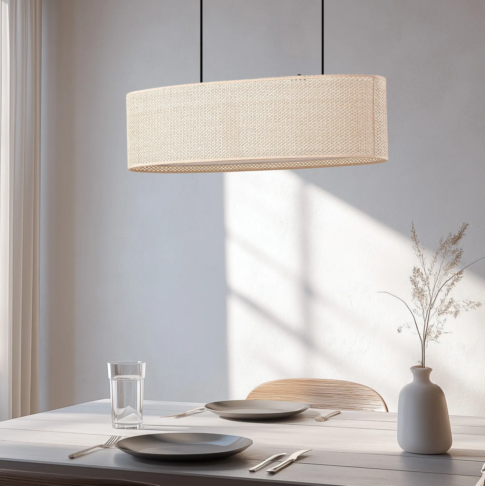 Lámpara colgante Lindby Soula, 78 cm, beige, plástico, E27