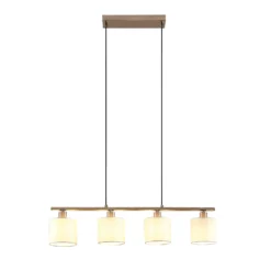 Lámpara colgante Lindby Stannis, 75 cm, blanca, 4 luces, textil