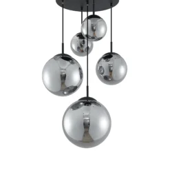 Lámpara colgante Lindby Teeja, ahumada, 5 luces, Ø50cm, cristal, E27
