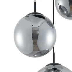 Lámpara colgante Lindby Teeja, ahumada, 3 luces, Ø52cm, cristal, E27