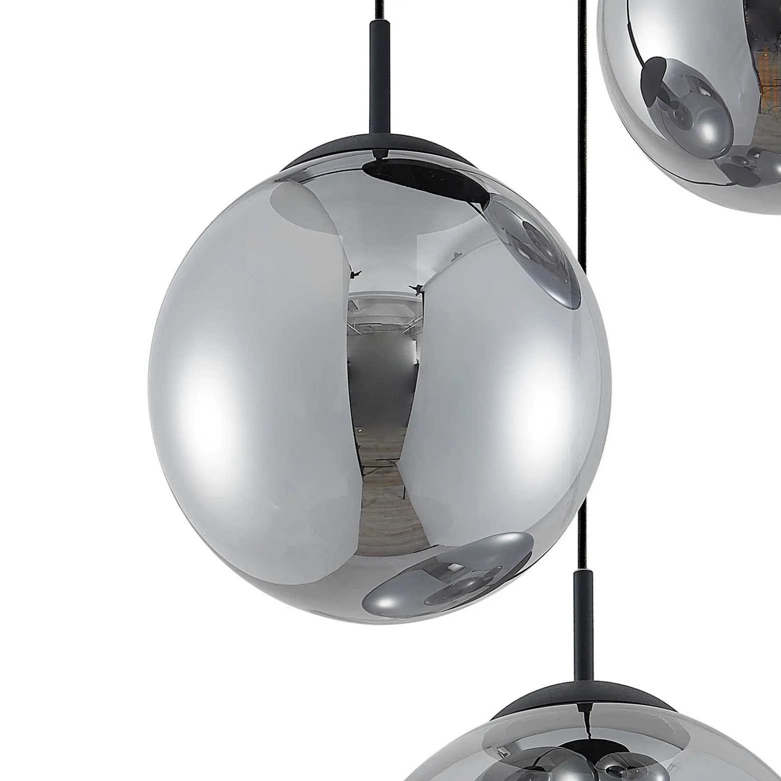 Lámpara colgante Lindby Teeja, ahumada, 3 luces, Ø52cm, cristal, E27