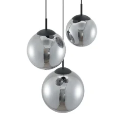Lámpara colgante Lindby Teeja, ahumada, 3 luces, Ø52cm, cristal, E27