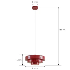 Lámpara colgante Lindby Tivra, rojo brillante, Ø 35 cm, metal
