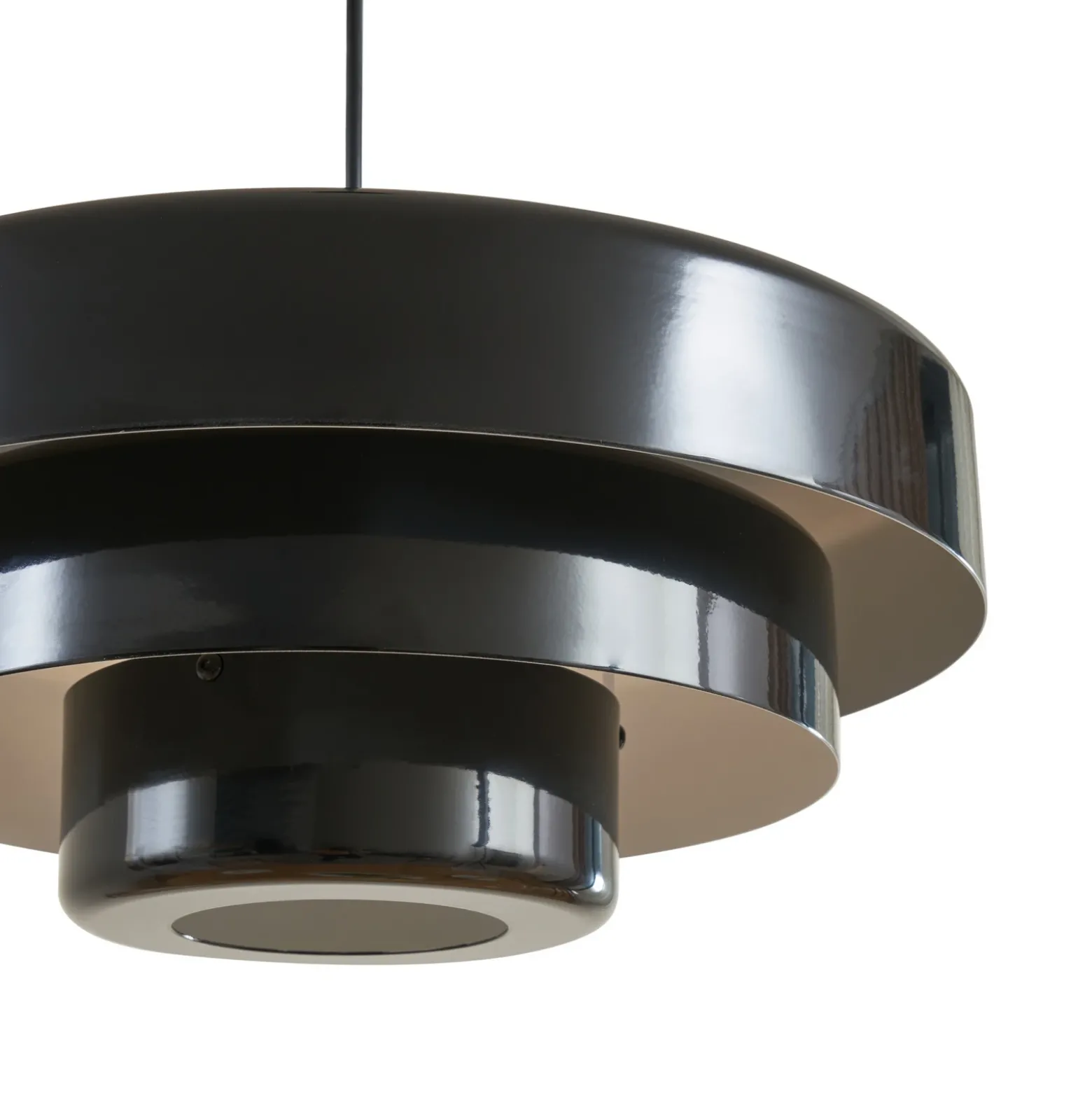 Lámpara colgante Lindby Tivra, negro brillante, Ø 35 cm, metal