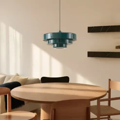 Lámpara colgante Lindby Tivra, verde brillante, Ø 35 cm, metal