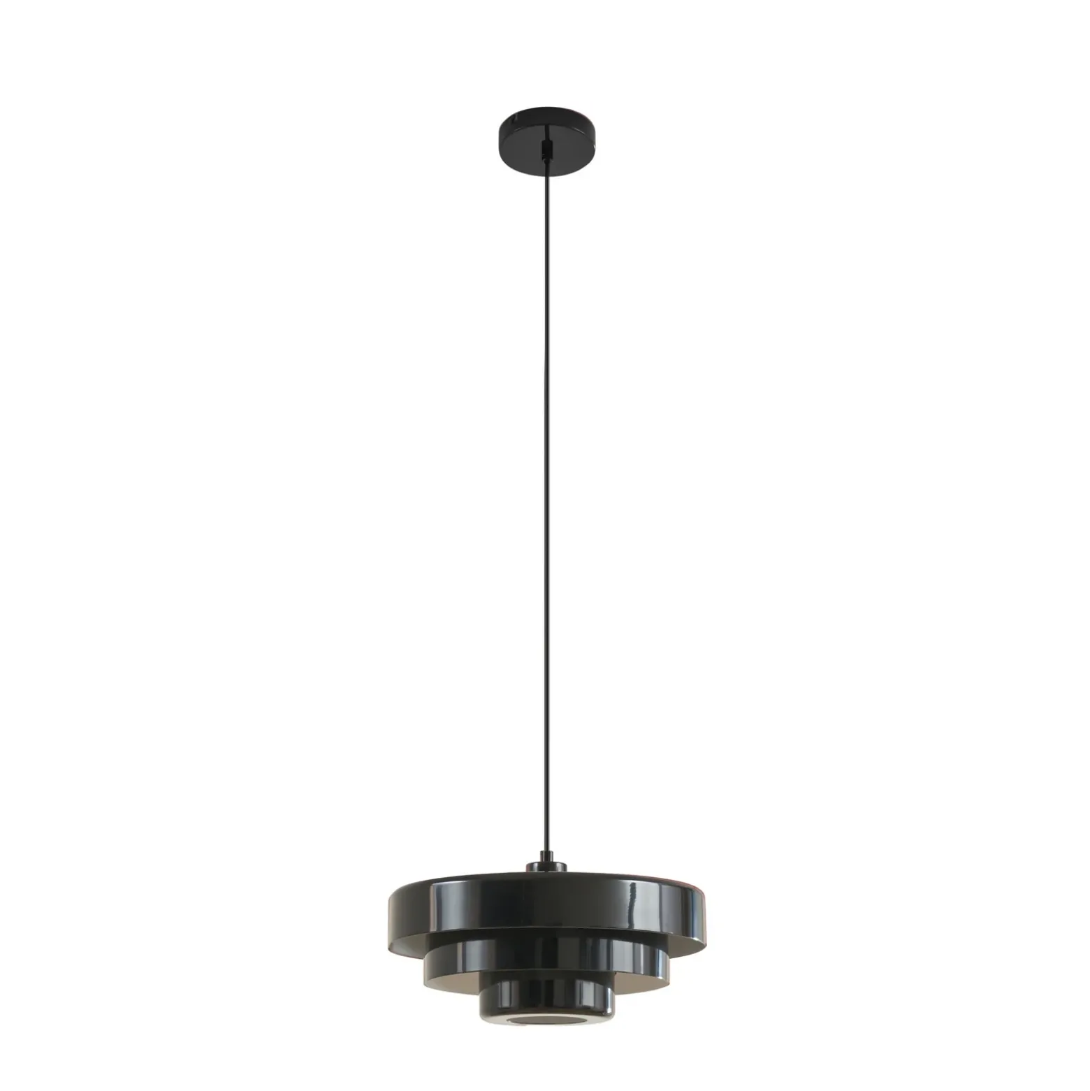 Lámpara colgante Lindby Tivra, negro brillante, Ø 35 cm, metal