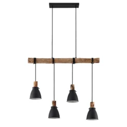 Lámpara colgante Lindby Trebale, E14, Ø 15 cm, 4 luces, madera