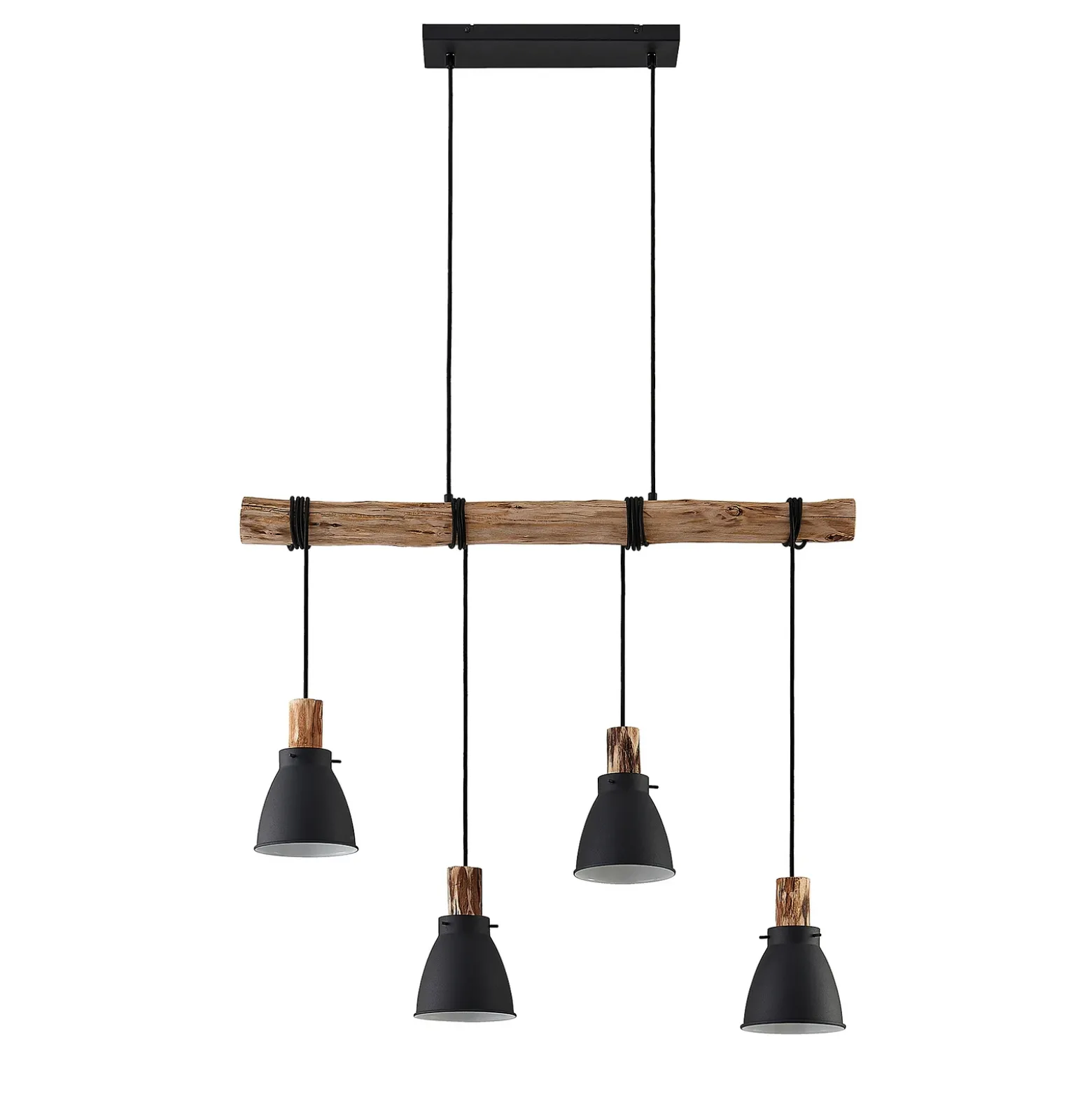 Lámpara colgante Lindby Trebale, E14, Ø 15 cm, 4 luces, madera