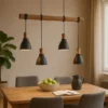 Lámpara colgante Lindby Trebale, E14, Ø 15 cm, 4 luces, madera