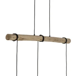 Lámpara colgante Lindby Trebale, E27, Ø 28 cm, 3 luces, madera