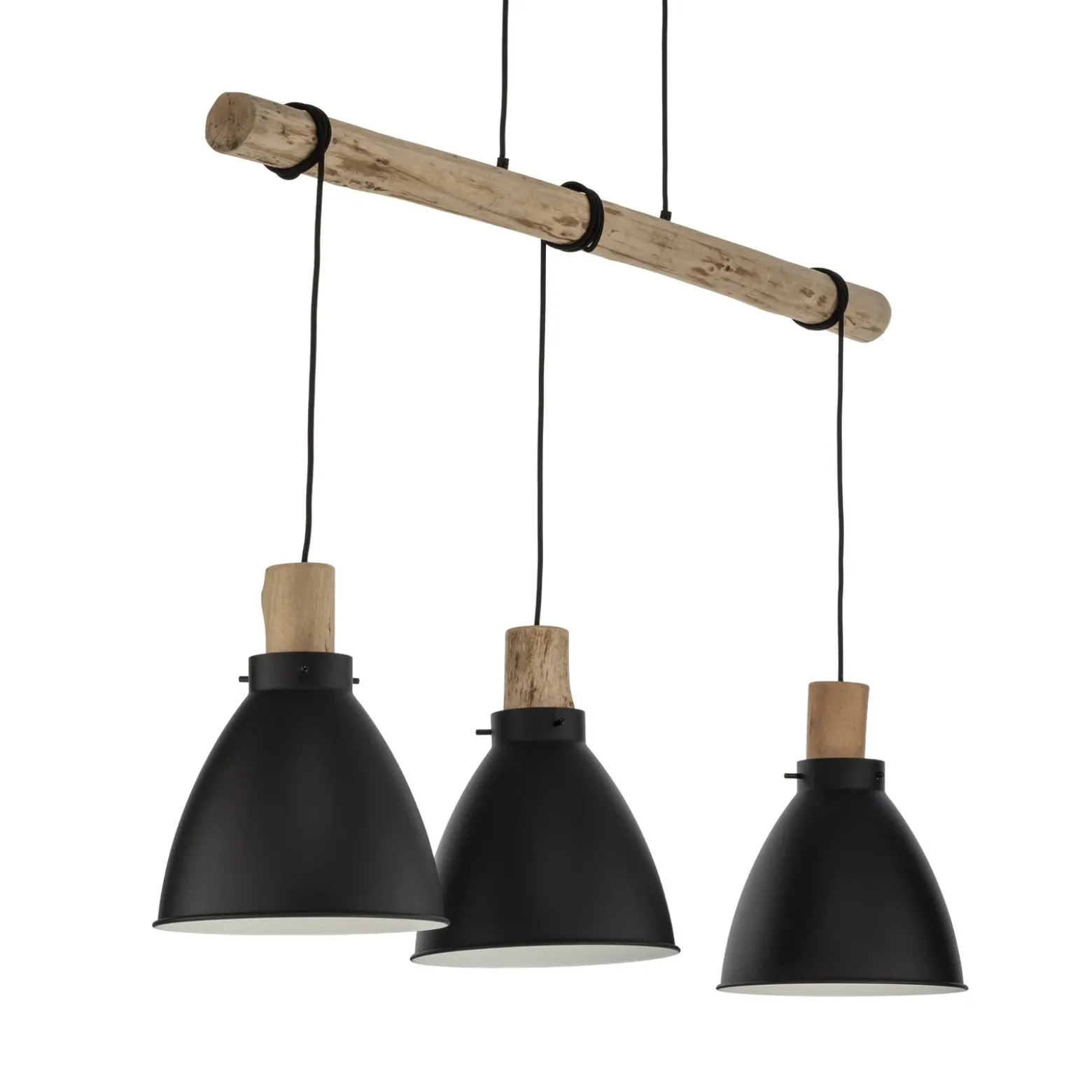 Lámpara colgante Lindby Trebale, E27, Ø 28 cm, 3 luces, madera