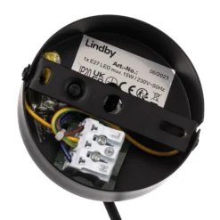 Lámpara colgante Lindby Tsomo, Ø 40 cm, negra, tela, E27