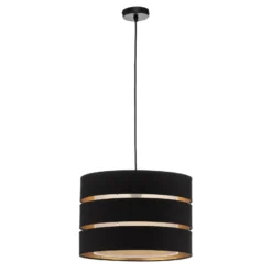 Lámpara colgante Lindby Tsomo, Ø 40 cm, negra, tela, E27