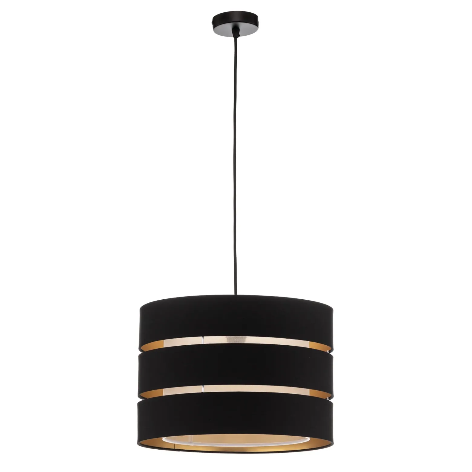 Lámpara colgante Lindby Tsomo, Ø 40 cm, negra, tela, E27