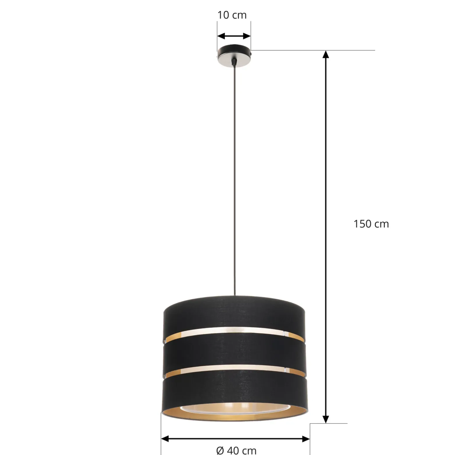 Lámpara colgante Lindby Tsomo, Ø 40 cm, negra, tela, E27