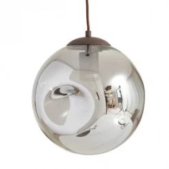 Lámpara colgante Lindby Valentina, E27, Ø 25 cm, gris ahumado, cristal