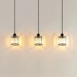 Lámpara colgante Lindby Vella, transparente, cristal, 83 cm, 3 luces.