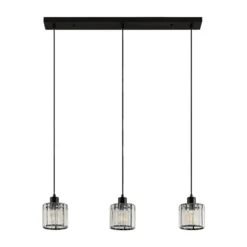 Lámpara colgante Lindby Vella, transparente, cristal, 83 cm, 3 luces.