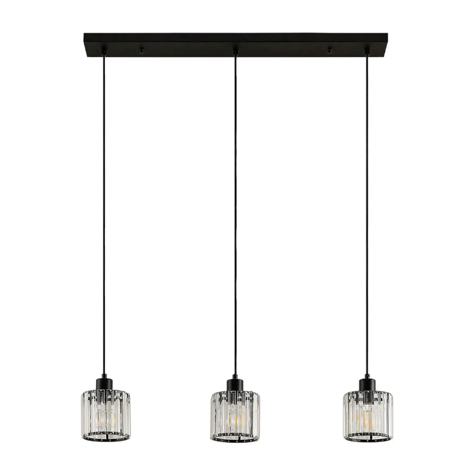 Lámpara colgante Lindby Vella, transparente, cristal, 83 cm, 3 luces.