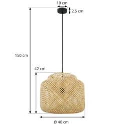 Lámpara colgante Lindby Venora, Ø 40 cm, de un nivel, bambú, E27