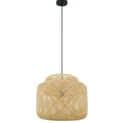 Lámpara colgante Lindby Venora, Ø 40 cm, de un nivel, bambú, E27
