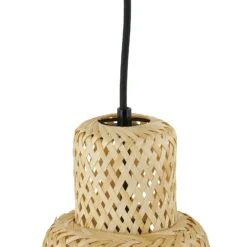 Lámpara colgante Lindby Venora, alargada, 3 luces, 15 cm, bambú