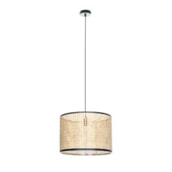 Lámpara colgante Lindby Yaelle, Ø 40 cm, ratán, negro, E27
