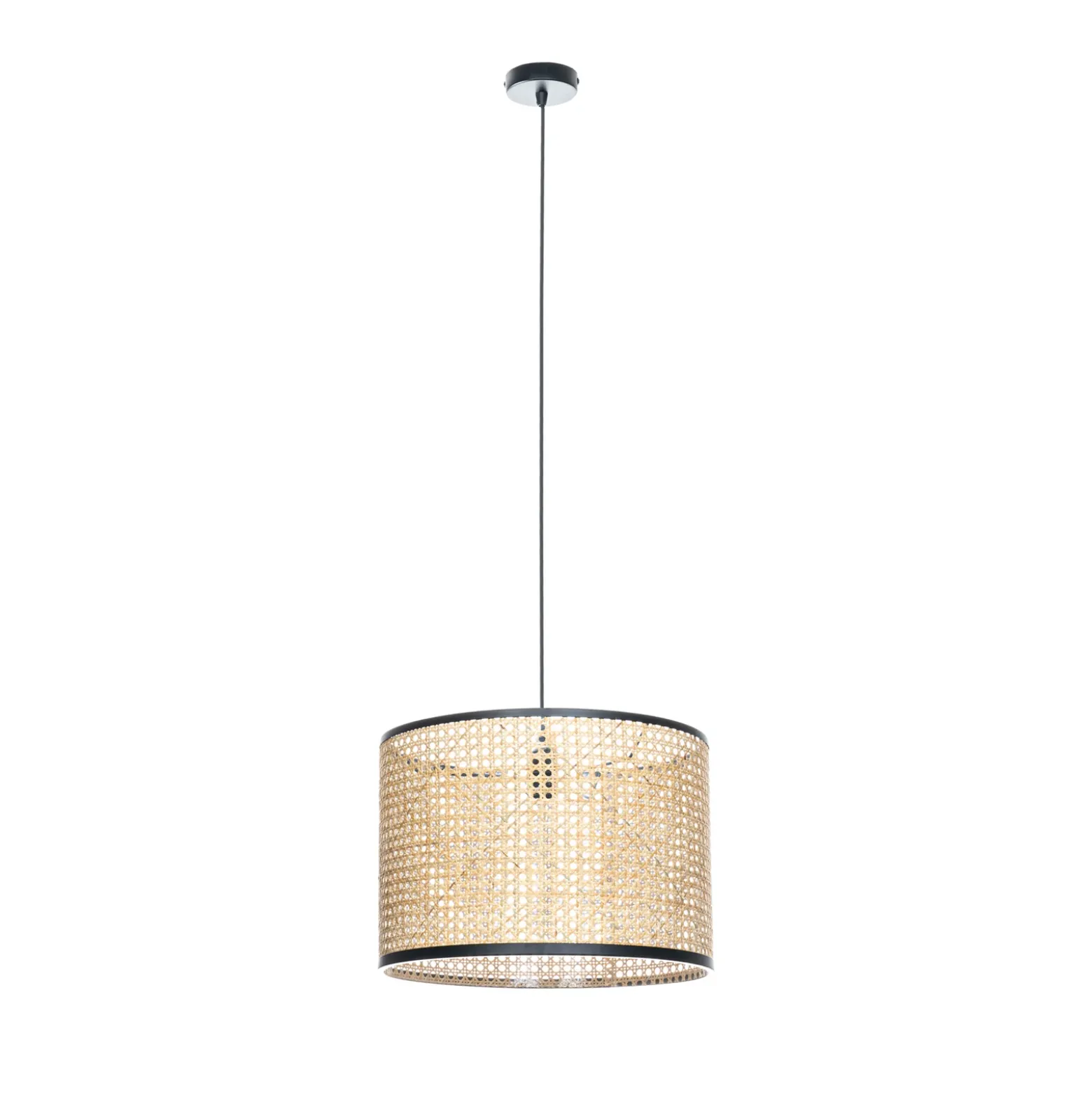 Lámpara colgante Lindby Yaelle, Ø 40 cm, ratán, negro, E27
