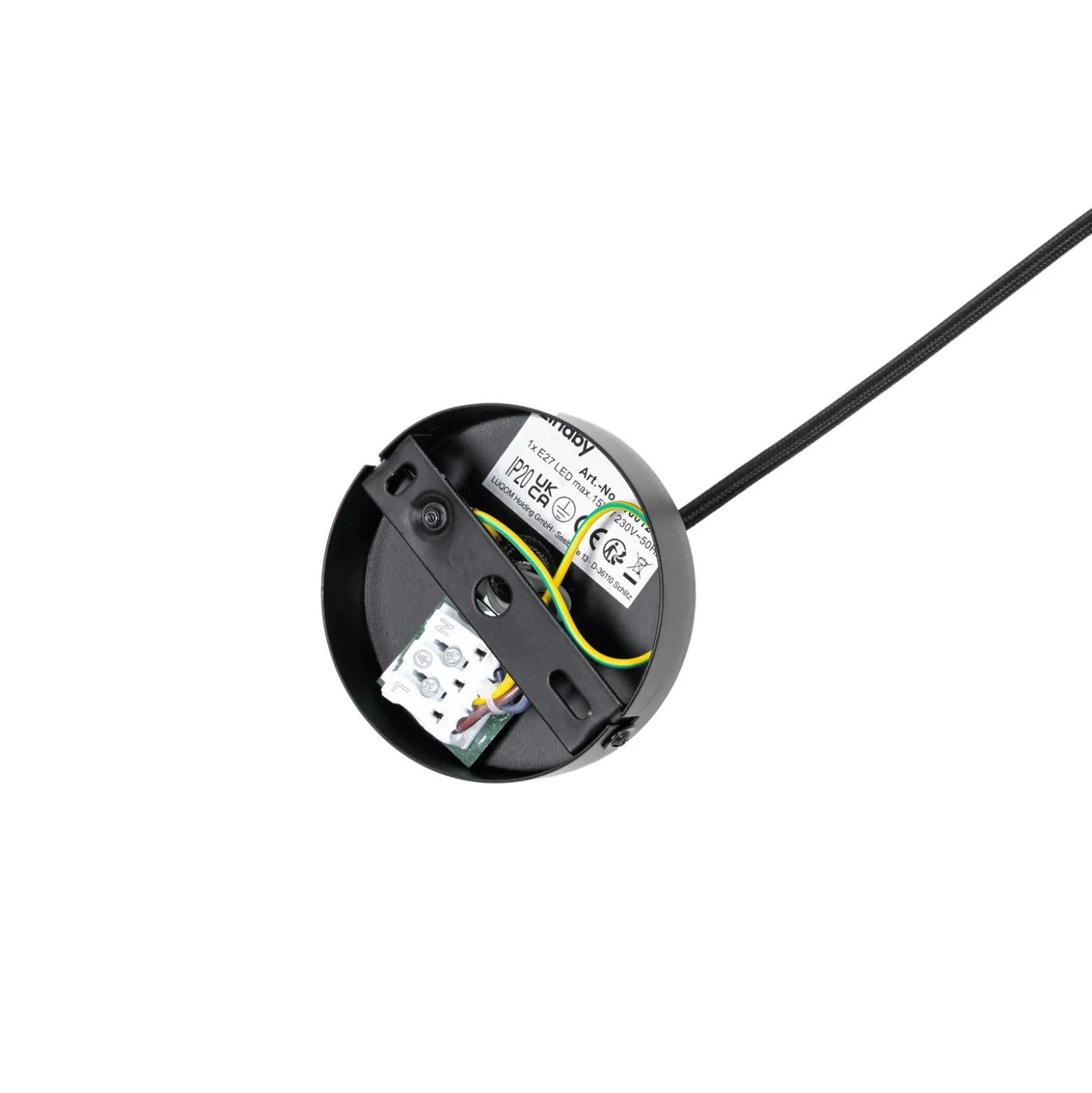 Lámpara colgante Lindby Yaelle, Ø 40 cm, ratán, negro, E27