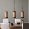 Lámpara colgante Lindby Yaelle, 92 cm de largo, 3 luces, ratán, E27