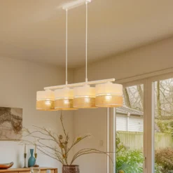 Lámpara colgante Linobianco, lineal, 4 luces