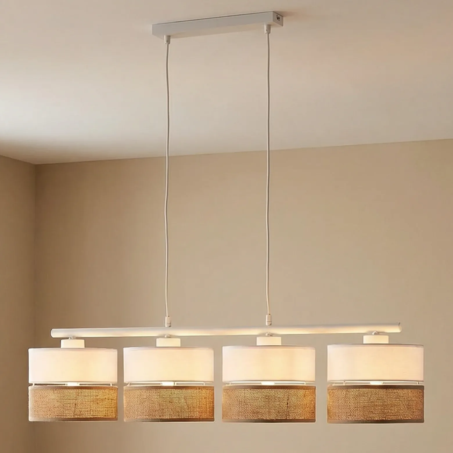 Lámpara colgante Linobianco, lineal, 4 luces