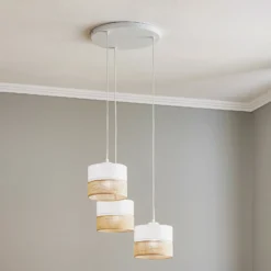 Lámpara colgante Linobianco, redonda, 3 luces