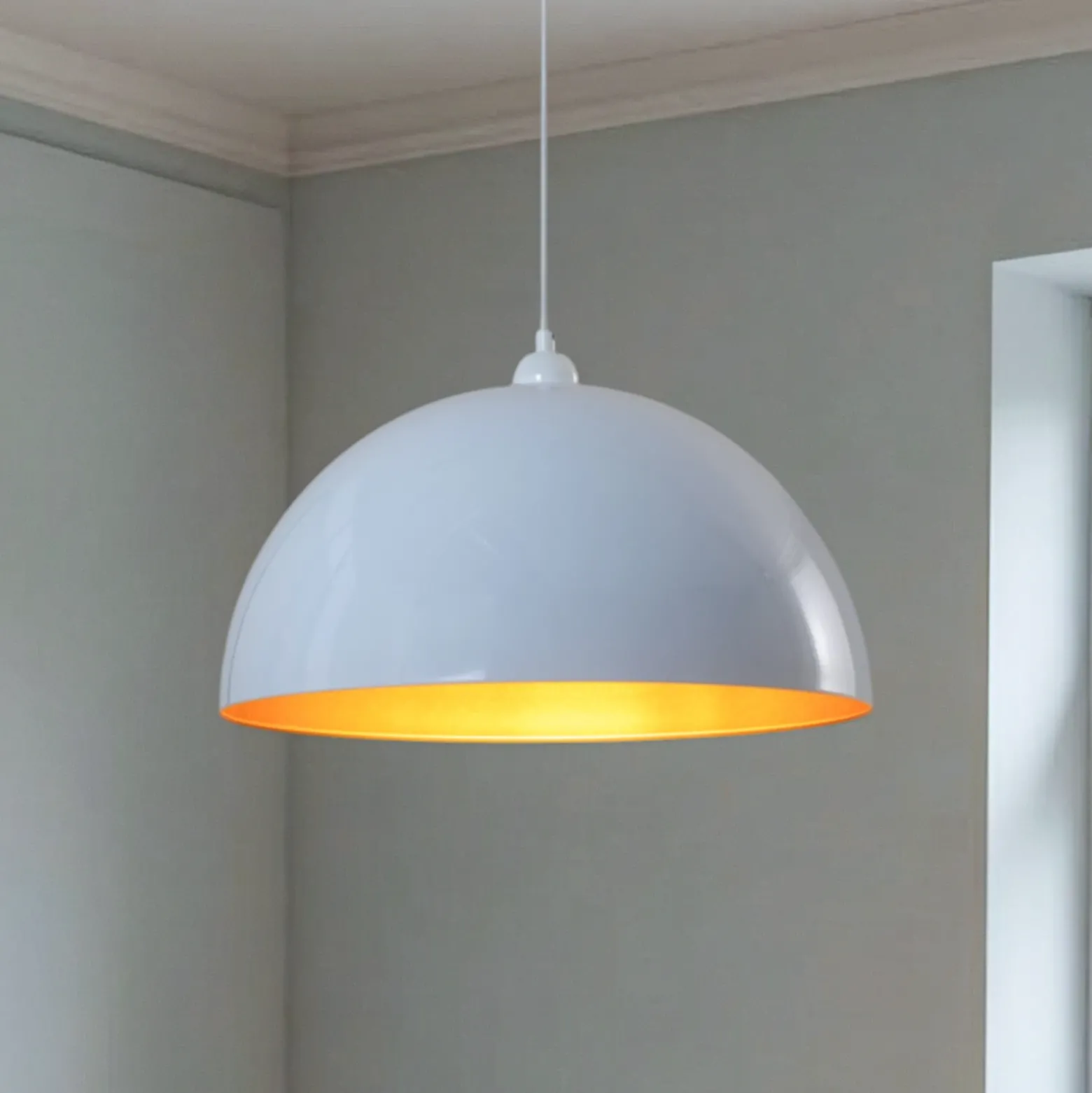 Lámpara colgante Lipeo, blanco/dorado, Ø 50 cm, metal, E27