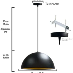 Lámpara colgante Lipeo, negro/oro, Ø 40 cm, metal, E27