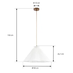 Lámpara colgante Lisbeth de Lucande, Ø 50 cm, blanco/latón, E27